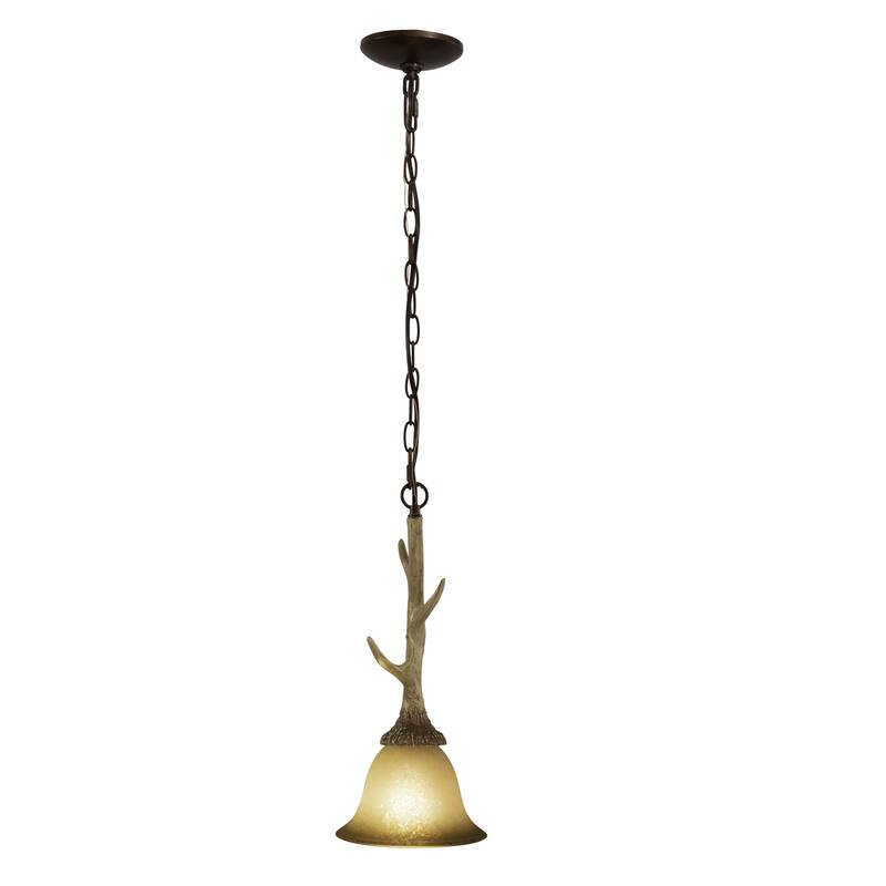 Pendant Light - Mini Pendant with Stone Finish & Scavo Glass - Dimmable, Adjustable Height - 16.5