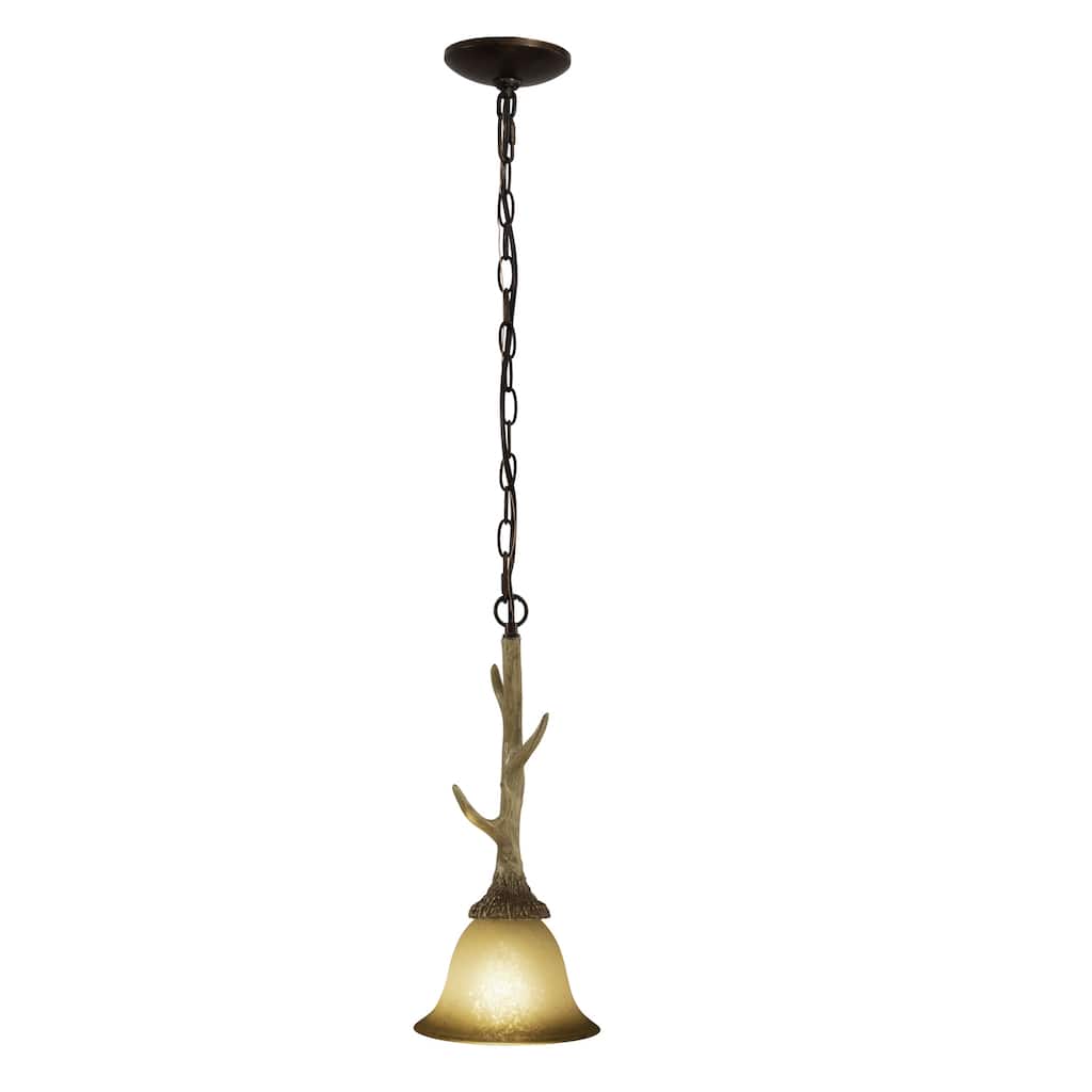 Pendant Light - Mini Pendant with Stone Finish & Scavo Glass - Dimmable, Adjustable Height - 16.5