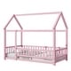 preview thumbnail 45 of 67, Wooden Floor Bed with House Roof Frame and Guardrails