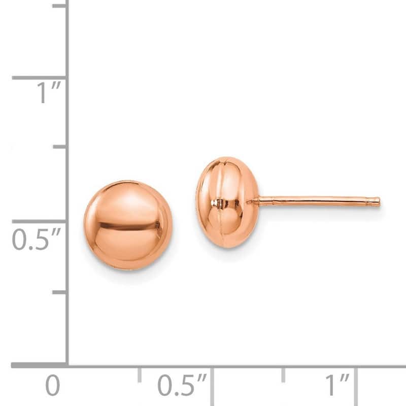 Curata 14k Rose Gold Polished 8mm Button Post Earrings