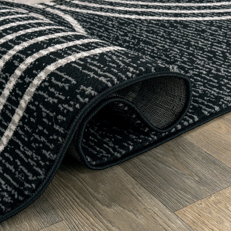 Contemporary Arch Black Ivory Gray Stylish Area Rug for Any Room