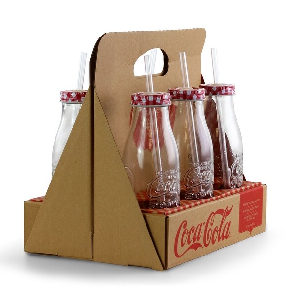 Coca-Cola Classic 6 Piece 15 Ounce Drinking Glass Bottle Set