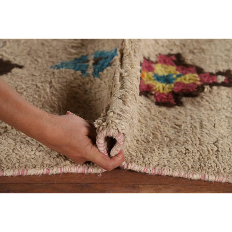 Geometric Plush Moroccan Area Rug Handmade Wool Carpet - 5'8" x 8'6"