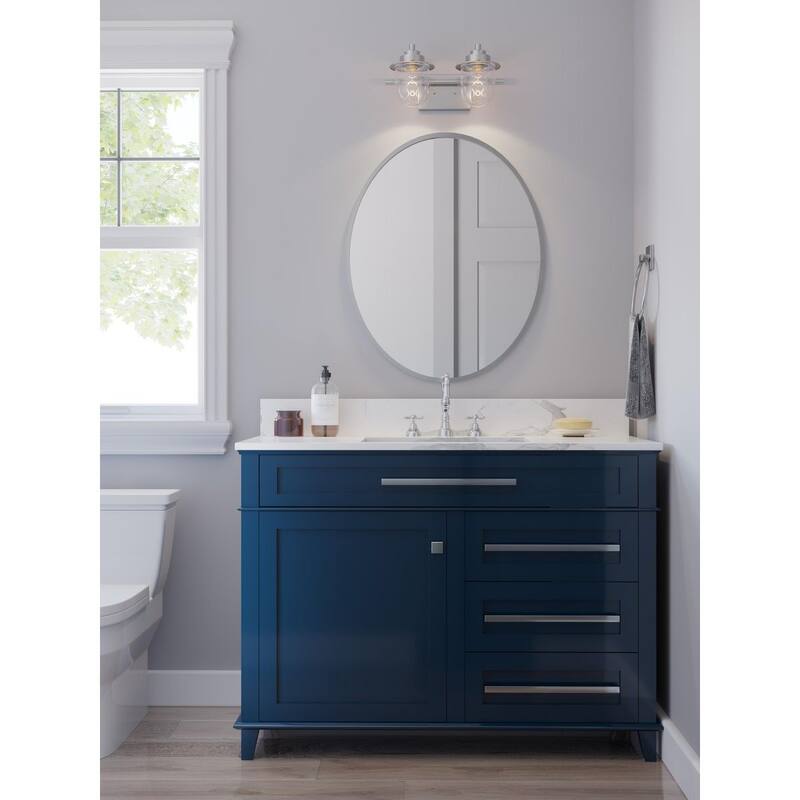 Northlake Collection Two-Light Brushed Nickel Clear Glass Transitional Bath Light - 15.5 in x 7.5 in x 8 in