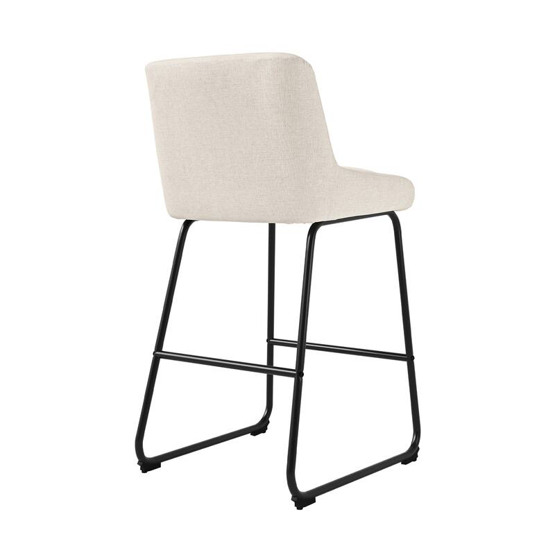 Counter Height Bar Stools with Metal Frame Upholstered Kitchen Island Stool in Faux Leather or Fabric