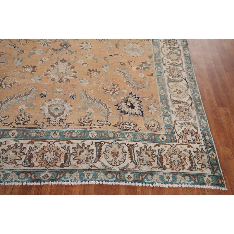 Floral Tabriz Vintage Persian Area Rug Hand-Knotted Wool Carpet - 7'5" x 10'9"