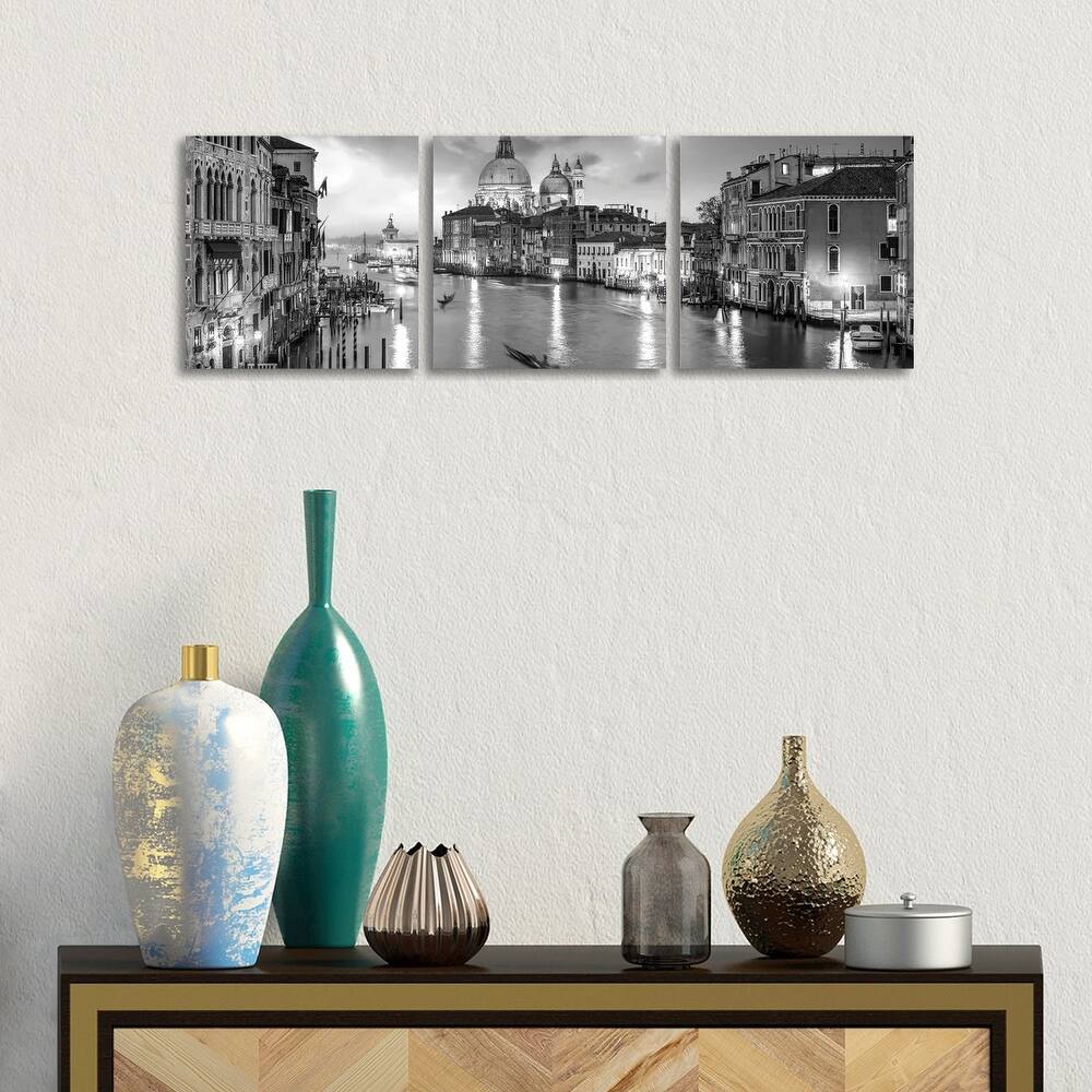 iCanvas "Canal Grande Panorama In Black And White, Venice, Italy" by Jan Becke 3-Piece Canvas Wall Art Set