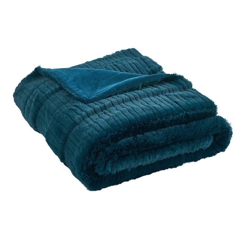 Sculpted Stripe FauxFur Throw Super Soft Cozy Blankets for Couch