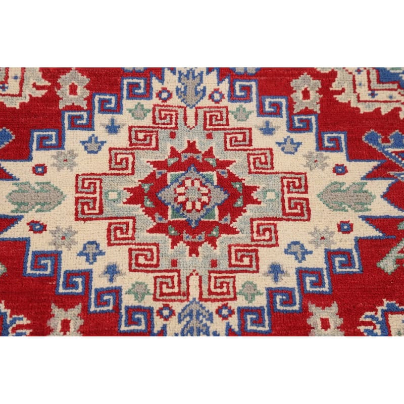 Traditional Kazak Oriental Area Rug Handmade Red Wool Carpet - 5'0" x 6'7"