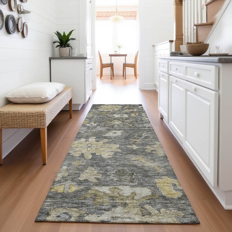 Premium Washable Super Soft Vintage Traditional Mayfield Rug - Gray - 2'3" x 7'6"