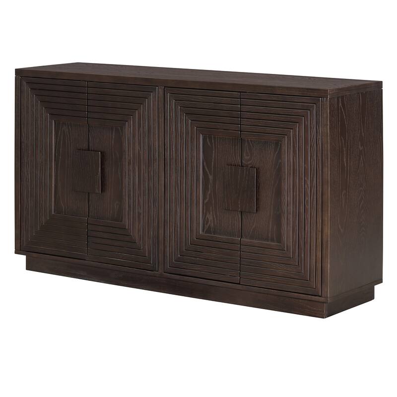Carved Buffet Storage Cabinet Sideboard with Adjustable Shelve, Vintage TV Cabinet Entryway Floor Cabinet Cupboard Console Table