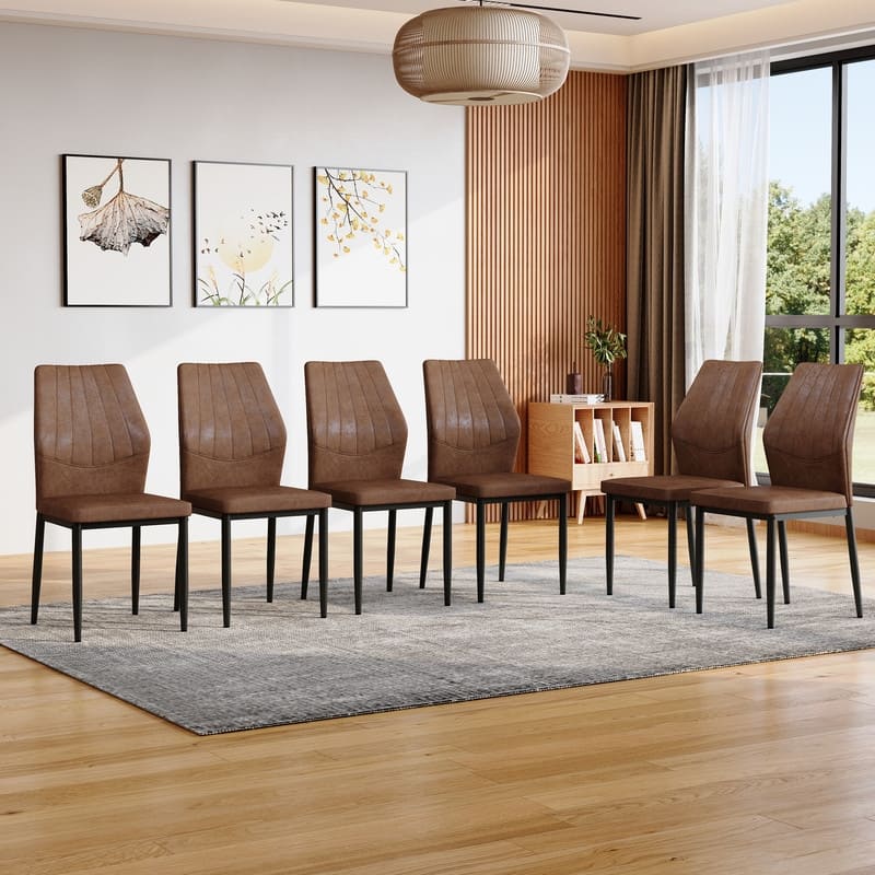 Dining Chairs with Shell - pattern, 37 inches High: Ergonomic Tech Fabric Backrest, Combines Comfort and Style - Set of 6