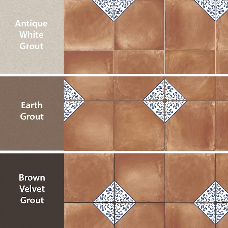 Merola Tile Sentier des Ocres Deco Blue 7-7/8" x 7-7/8" Porcelain Floor and Wall Tile