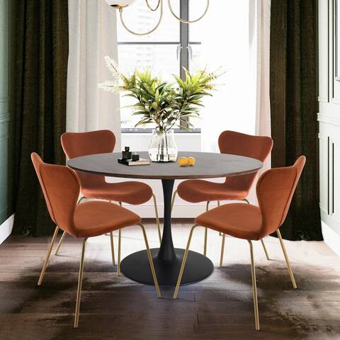 5-Piece Dining Set with Velvet Chair and Dining Table