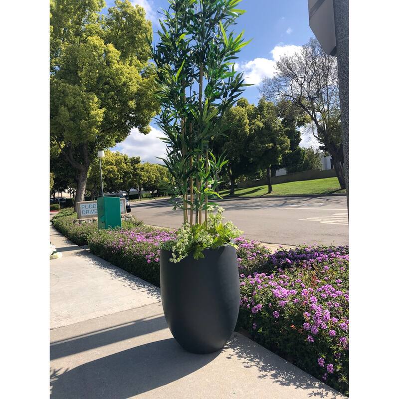 DurX-litecrete Lightweight Concrete Modern Seamless Round Charcoal Pot