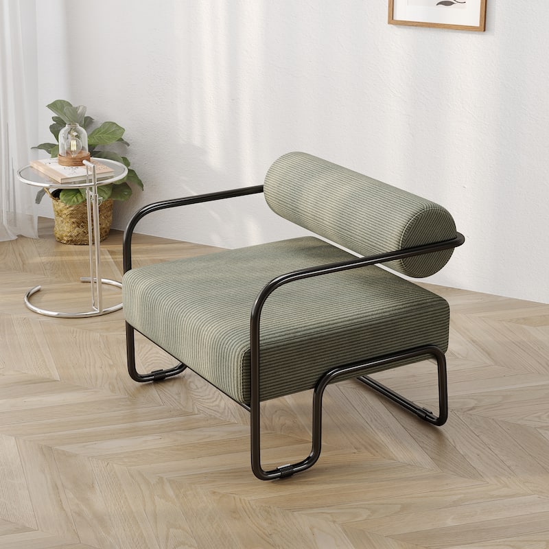Living Room Iron Accent Chair,Corduroy Upholstered Arm Chair