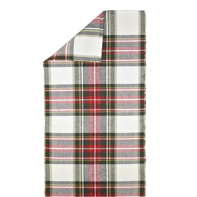 Fabstyles Celebration Plaid Cotton Table Runner Machine Washable - 13x72