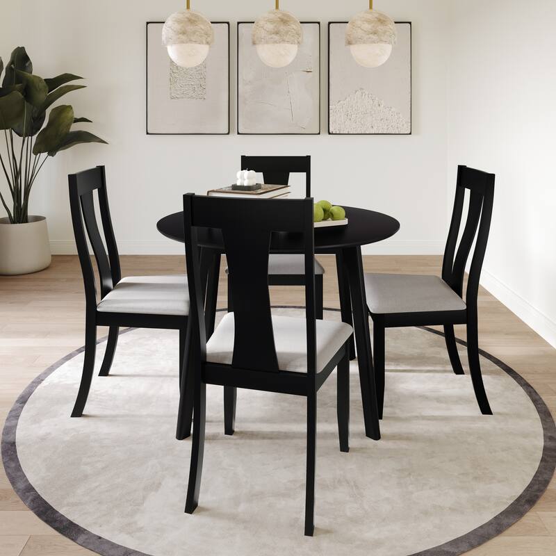CraftPorch Vintage 4-Piece Chair and Round Table Wooden Dining Set