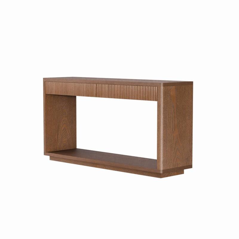 Modern 60-Inch Fluted Console Table with 2 Drawers for Living Room and Hallway Furniture Storage