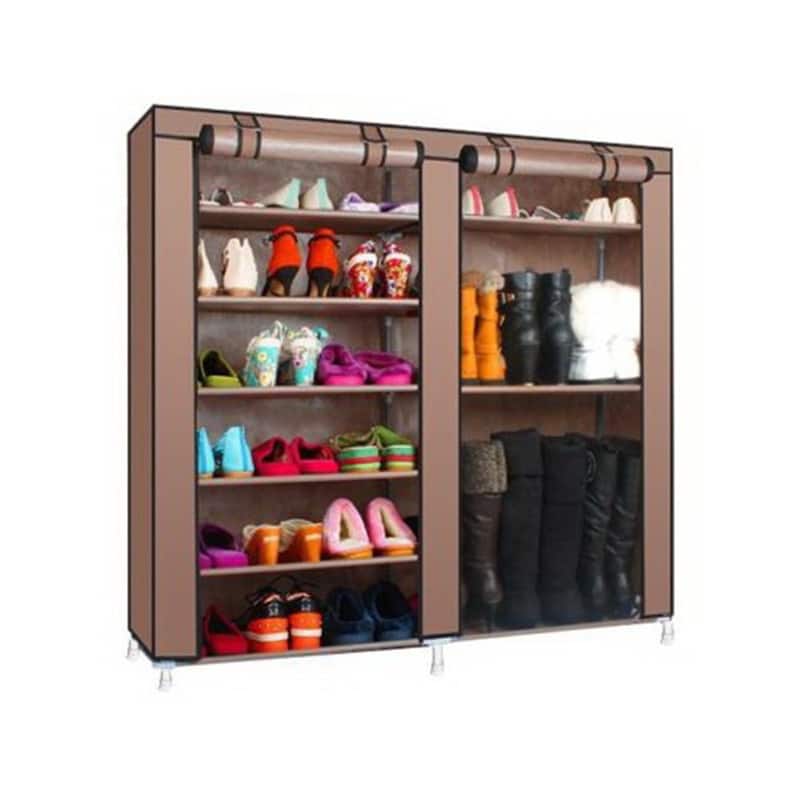 9 Lattices Double Rows Combination Style Shoe Cabinet Coffee