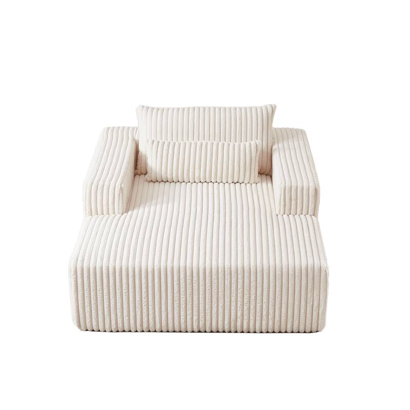 Plush Corduroy Fabric Modular Cloud Sofa with Backrest Pillow for Livingroom 75-Inch Fluffy Sleeper Sofa Bed