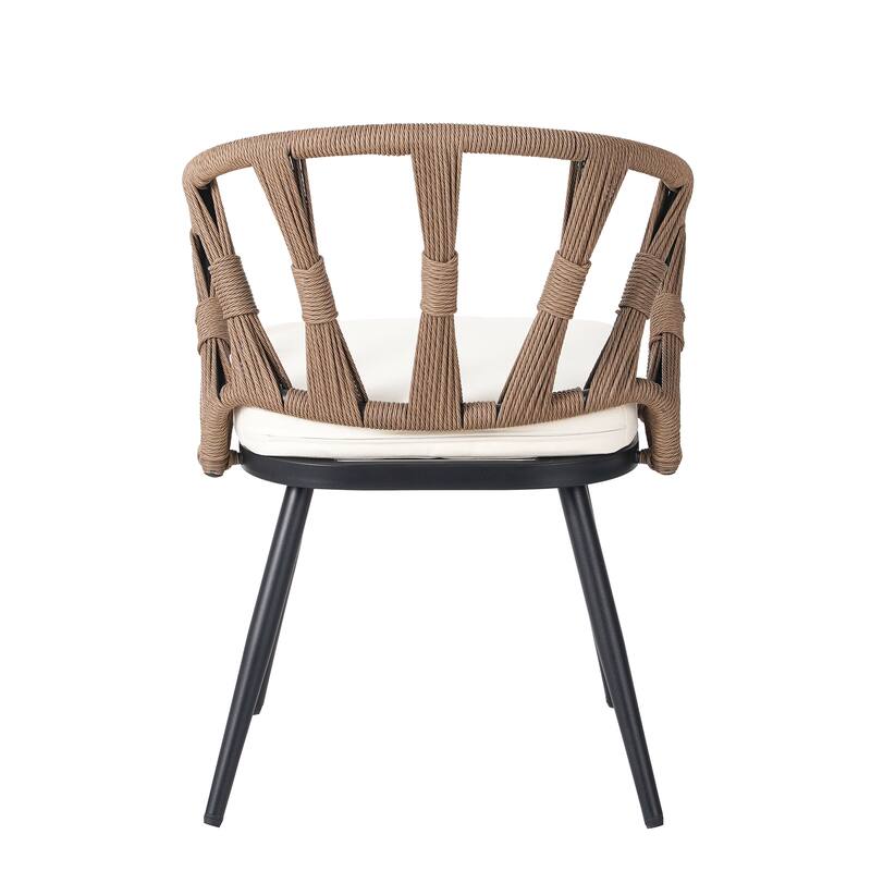 Modern Outdoor Dining Set w/ PE Rattan Chairs,Plastic Wood Table,5 Pcs