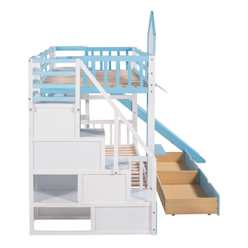Twin-Over-Twin Castle Style Bunk Bed
