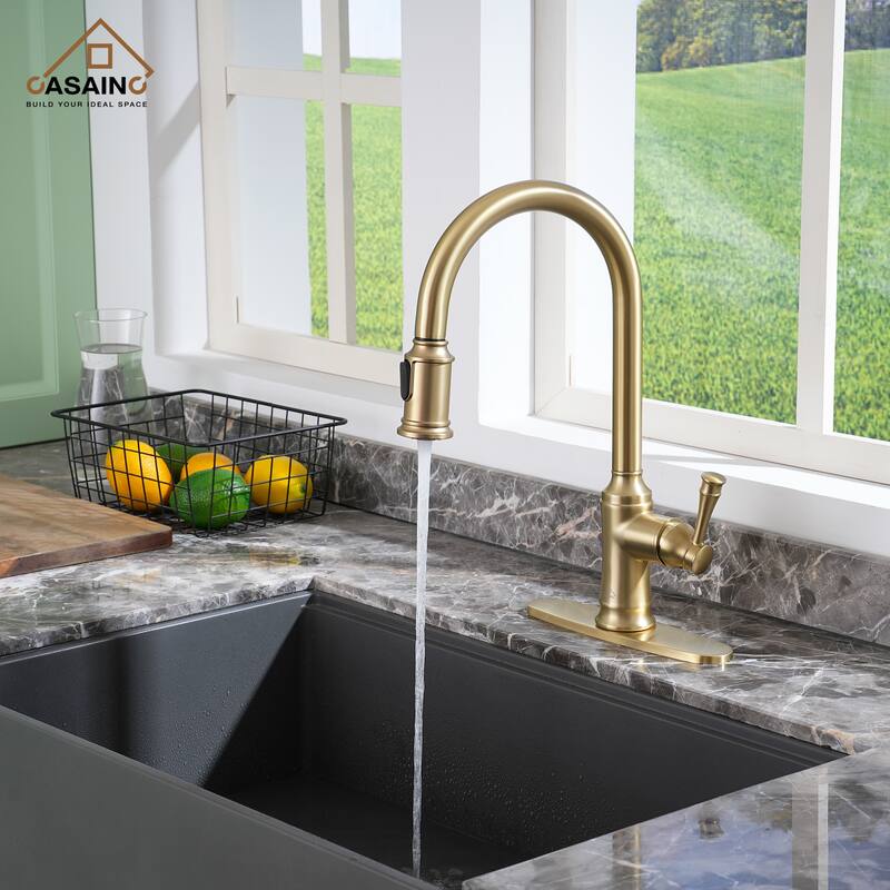 Single Handle Pull Out Sprayer Kitchen Faucet - Orange