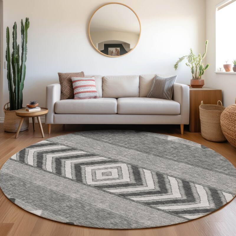 Premium Washable Super Soft Southwest Ombre Mayfield Rug - Gray - 8' x 8'