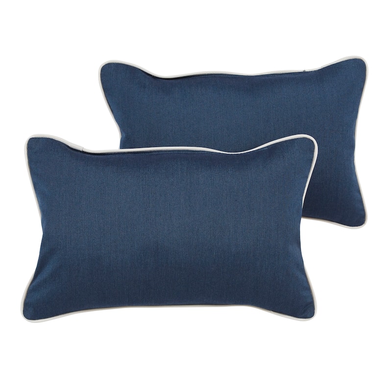 Sunbrella Spectrum Indigo/ Canvas Natural Corded Indoor/ Outdoor Pillows (Set of 2)