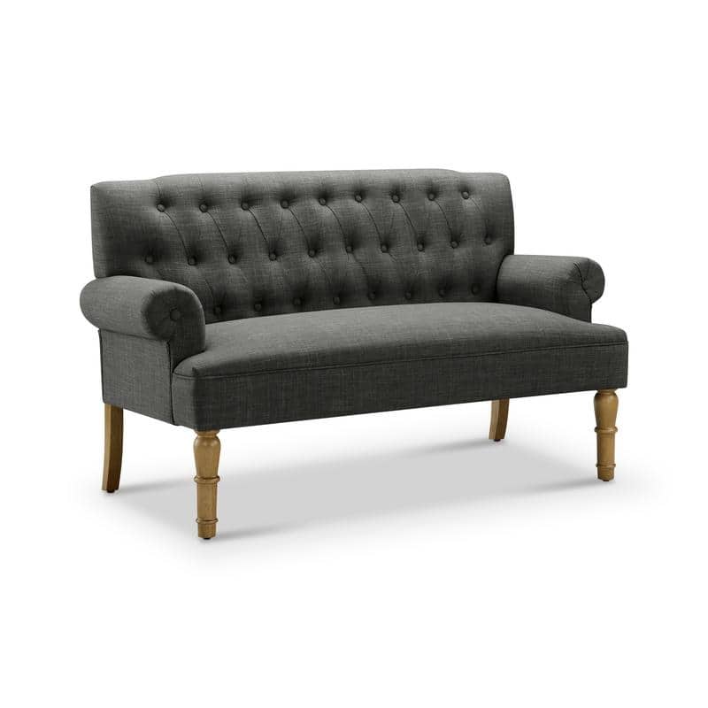 Moser Bay Arete Upholstered Tufted Settee Chesterfield Style Loveseat, Velvet or Linen