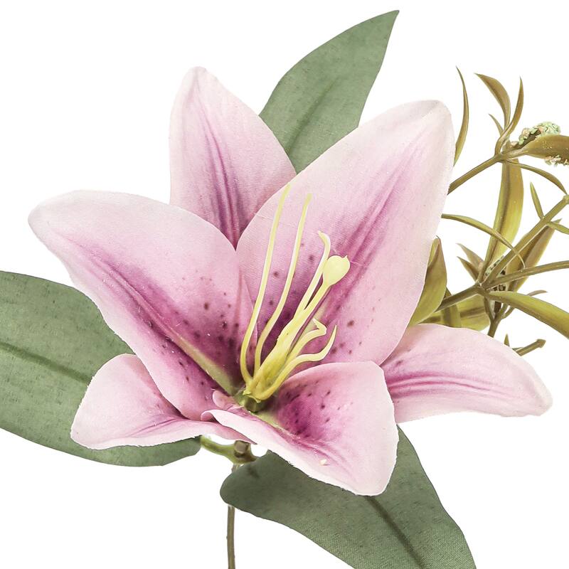 Set of 4 Dusty Lavender Artificial Stargazer Lily Flower Stem Bush Bouquet 13in - 13" L x 8" W x 8" DP