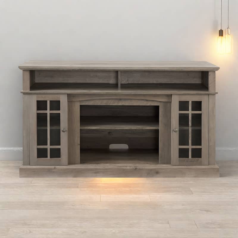 58.25" Classic Espresso TV Stand for TVs Up to 65" - 5 Cable Management Cutouts, Multifunctional Storage - Gray Wash