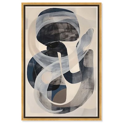 Art Remedy Slither Framed Abstract Shapes 1 Piece Canvas Wall Art