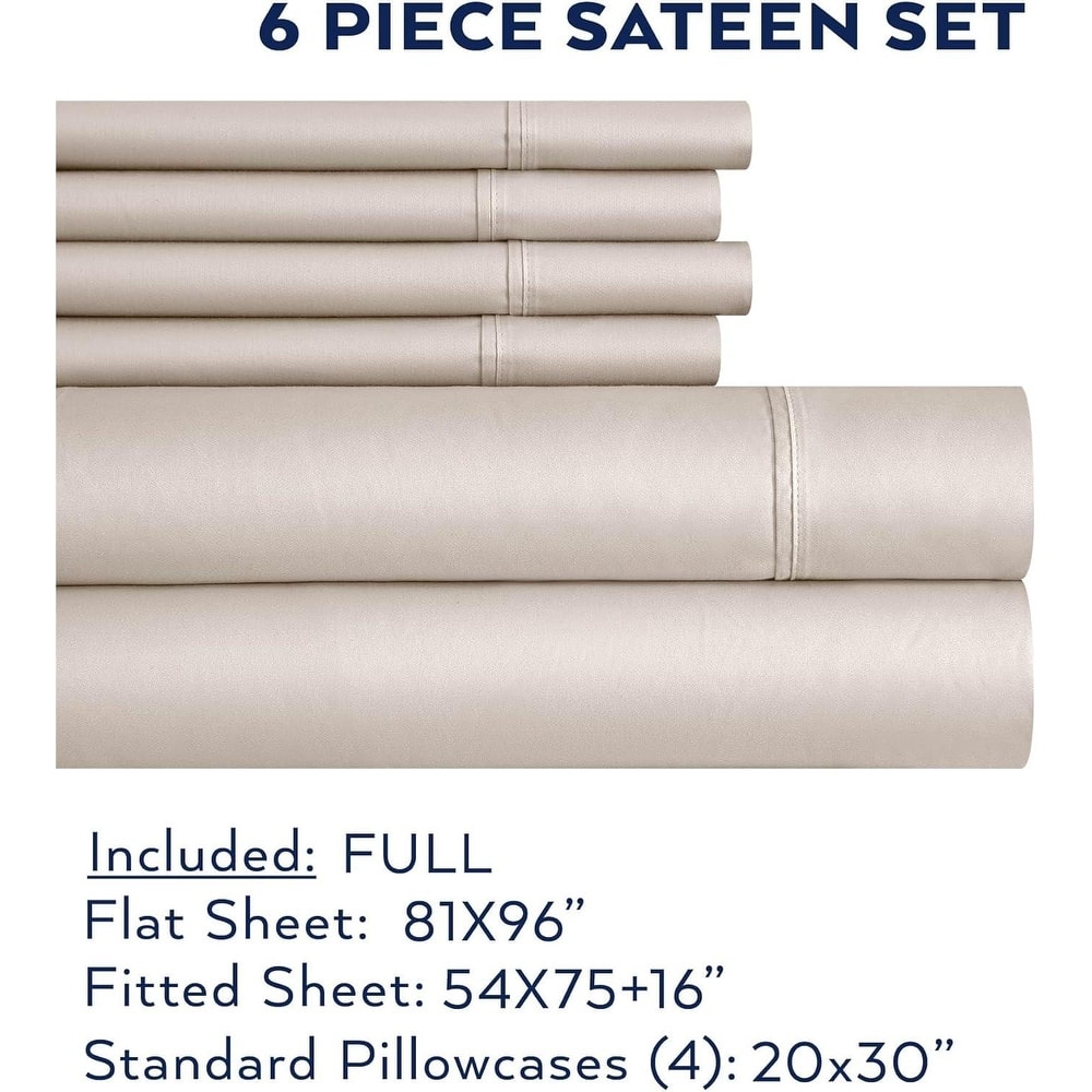 Thomasville 1500 Thread Count Beige Piece Premium Cotton Rich Sateen Sheet Set