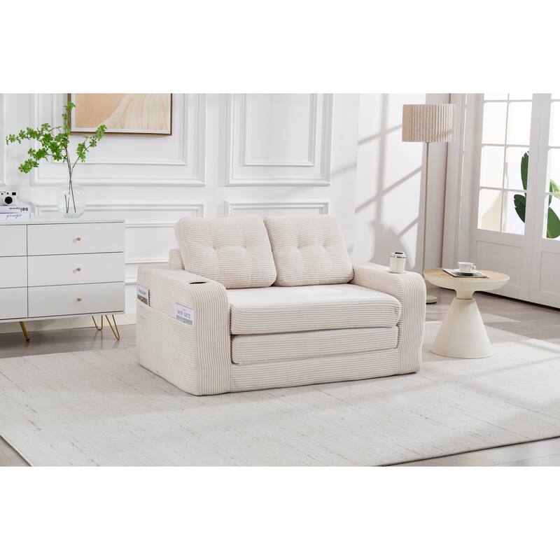 Convertible Sofa Bed, Expandable double Sofa Bed, 2 in 1 Convertible Sofa Bed, Fold Out Floor Couch with Pillows