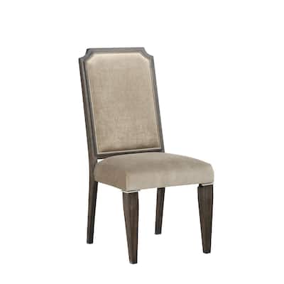 Brown/Beige Fabric Upholstered Wood Frame Dining Chair, Set of 2, Sturdy Dining Chair for Dining Rooms - 22.75