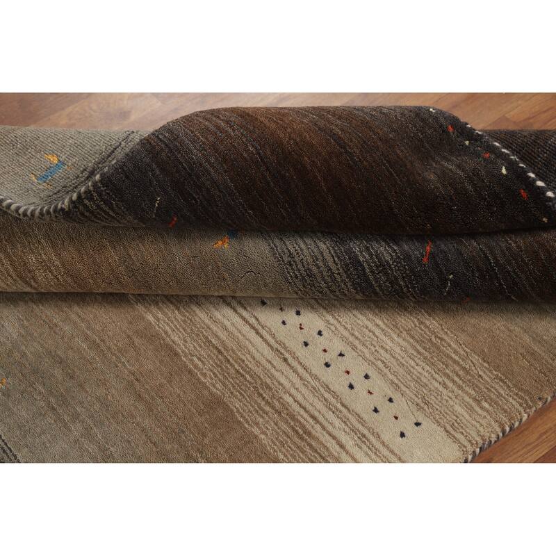 Hand Knotted Oriental 100% Wool Carpet Tribal Stripe Multi-Colored Gabbeh Area Rug - 5' 9'' X 4' 1''
