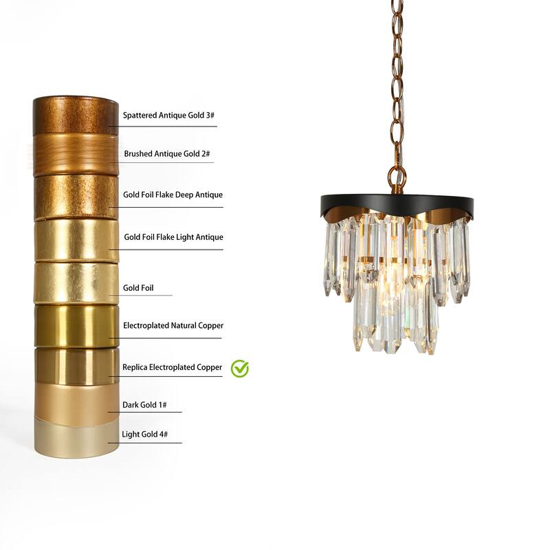 Modern Crystal 1-Light Pendant Light for Kitchen Island Dining Room - Black and Gold - 8.5" Dia. x 10" H