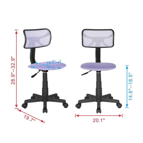 dimension image slide 5 of 8, JJS Kids' Height-adjustable Mesh-back Rolling Swivel Task Chair