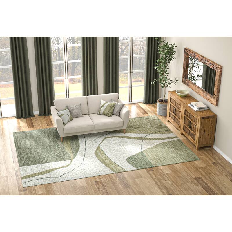 Bashian Makendra Ivory & Green Transitional Area Rug