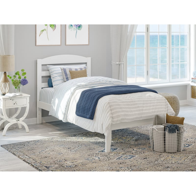 Warren Solid Wood Platform Bed with Attachable USB Charger - White - Twin XL