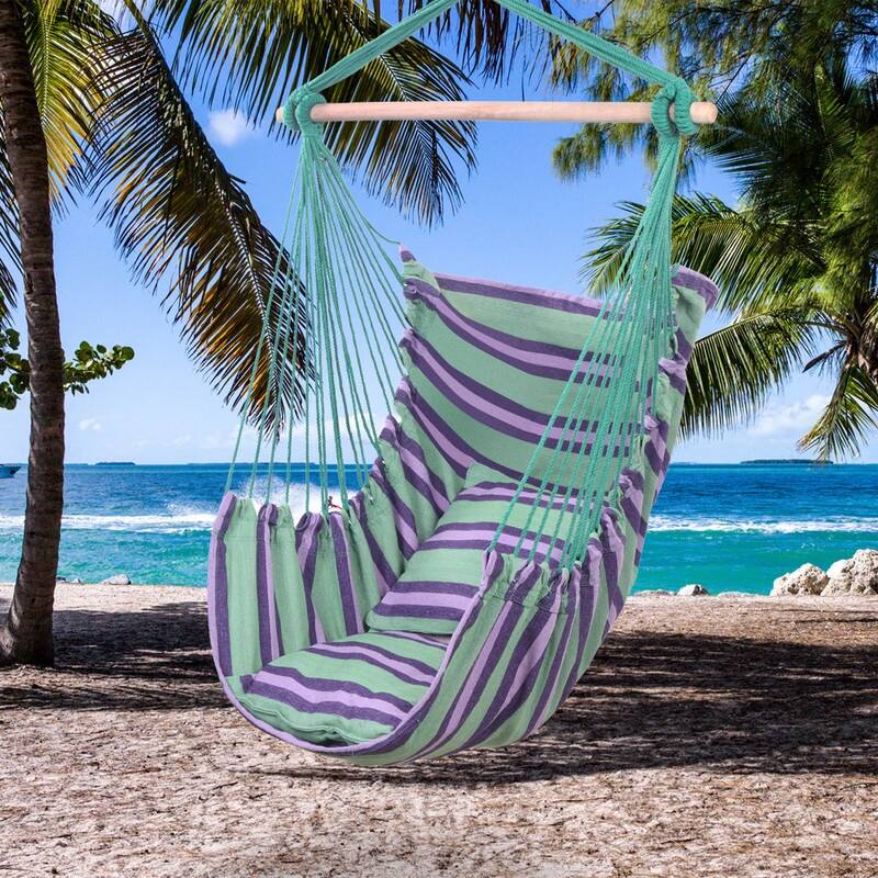 37" Canvas Hammocks Hanging Rope Chair with Pillow