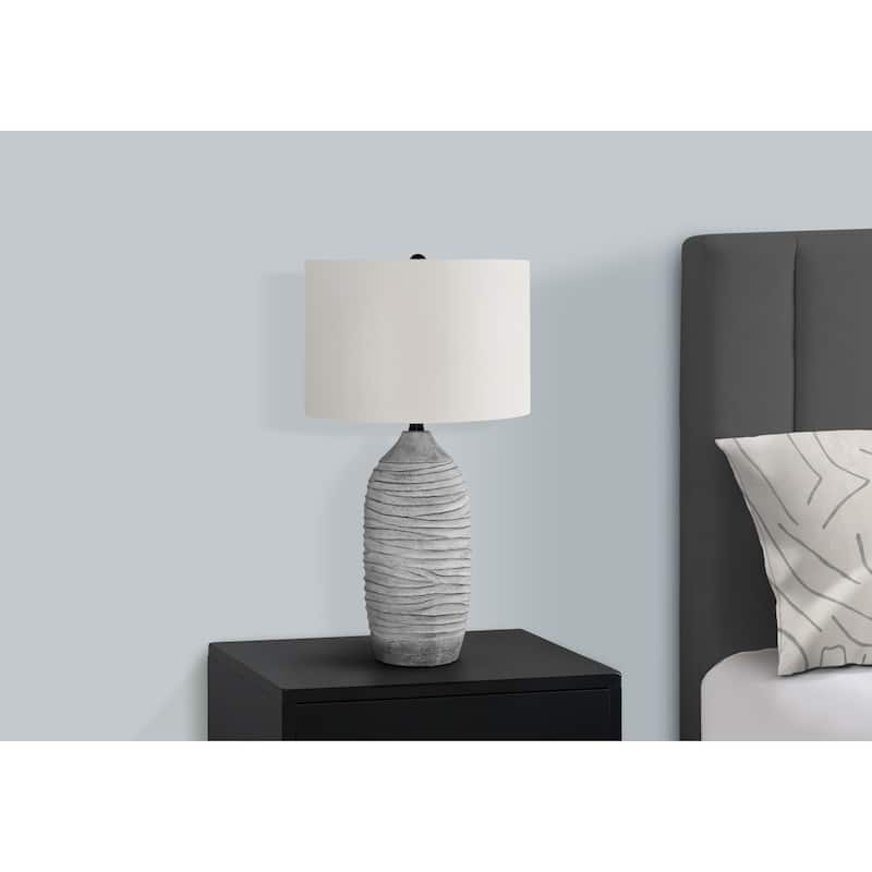 Lighting, 27"h, Table Lamp, Grey Resin, Ivory / Cream Shade, Modern