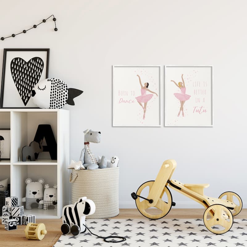 Stupell Inspiring Ballerina Sentiments Framed Giclee Art Design By Chen Alyesh (Set of 2)