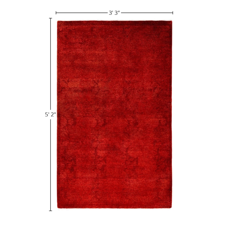 Overdyed One-of-a-Kind Hand-Knotted Area Rug - Orange - 3' 3" x 5' 2"