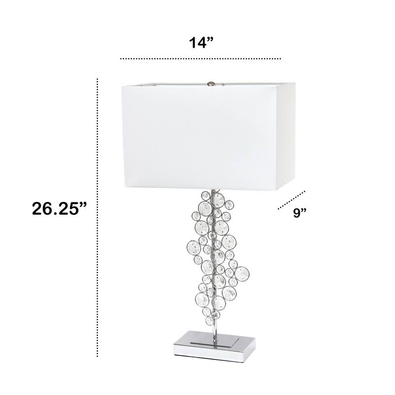 26.25 in. Chrome Finish Table Lamp with White Shade, Sturdy Table Lamp for Living Rooms and Bedrooms