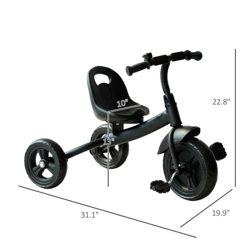 Adjustable Toddler Tricycle with Steel Frame and Bell Mudguard Removable Front Wheel for Indoor or Outdoor