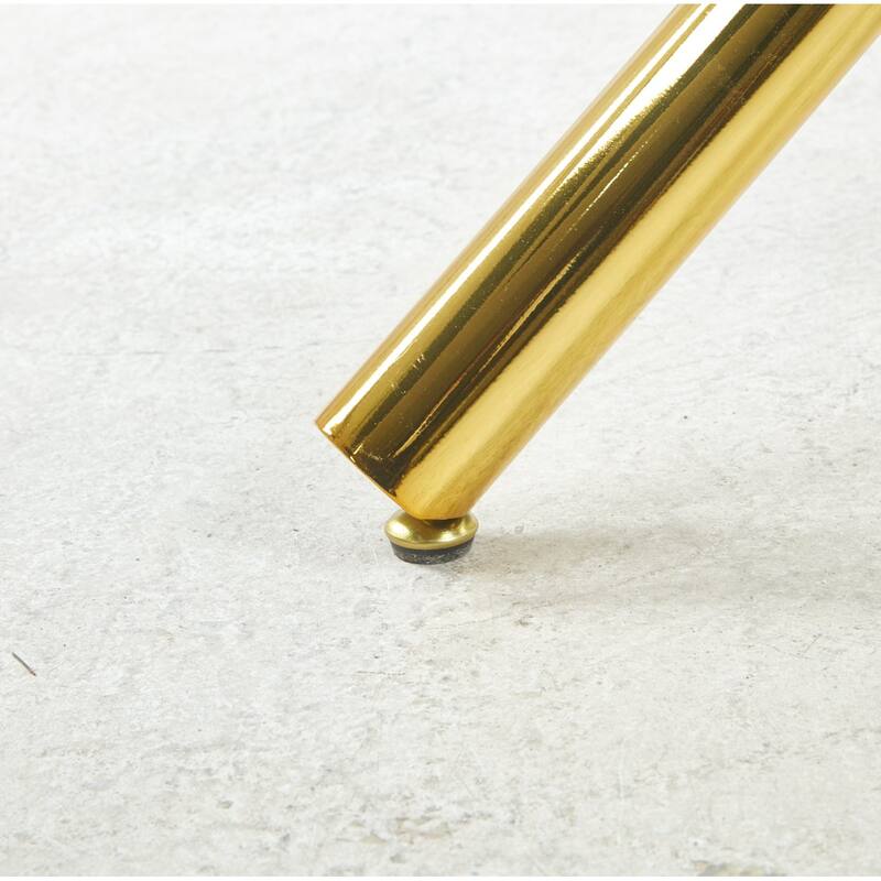 Dining Table with Metal Leg and Glass, Modern Space Saving Kitchen Table for Living Room