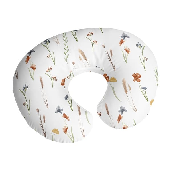 slide 2 of 6, Sweet Jojo Designs Boho Floral Garden Flower Girl Nursing Breastfeeding Pillow Cover Case (Pillow Not Included) Green Watercolor